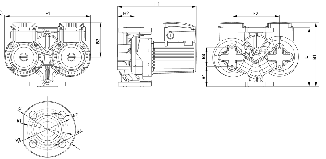 Сдвоенный циркуляционный насос Wellmix WRS D 40-120SF (3скорости,380V)