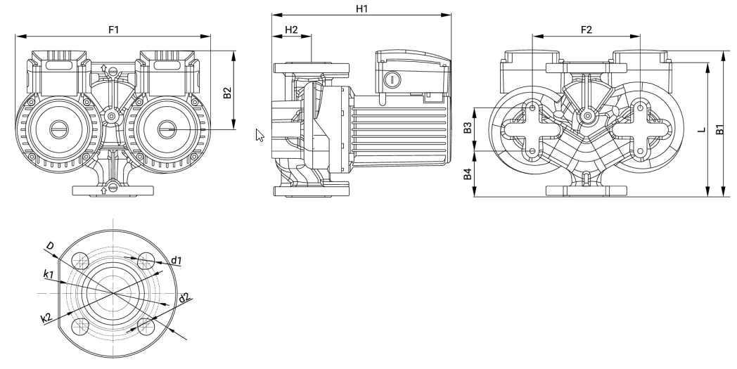 Сдвоенный циркуляционный насос Wellmix WRS D 50-120SF (3скорости,380V)