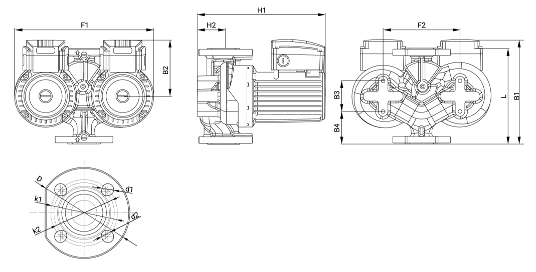 Сдвоенный циркуляционный насос Wellmix WRS D 40-120SF (3скорости,220V)