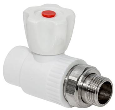 Шаровый кран радиаторный прямой 20x1/2" НР (белый)