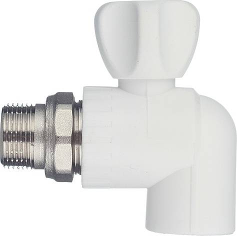 Шаровый кран радиаторный угловой 25х3/4" НР (белый)