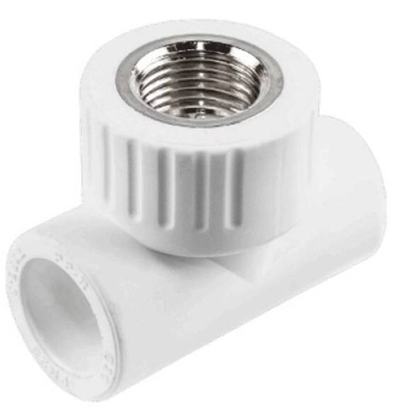 Тройник PN25 комбинированный, внутр. резьба 25х1/2" (бел.)