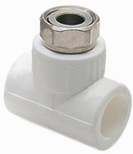 Тройник с накидной гайкой на метал. штуцере 20х1/2"х20 (бел.)