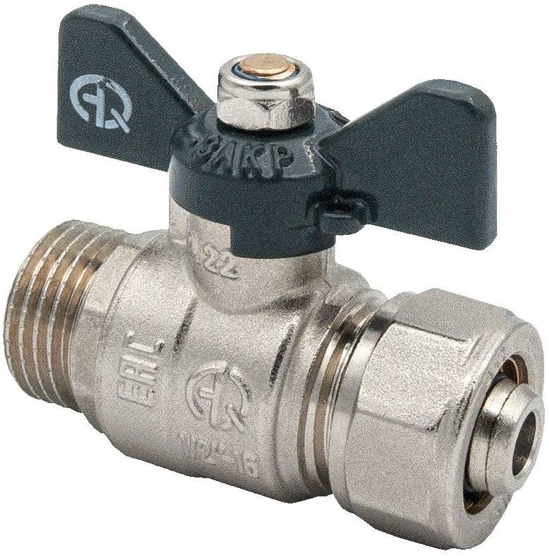 Кран шаровой для МП труб M1/2"x16 B бабочка