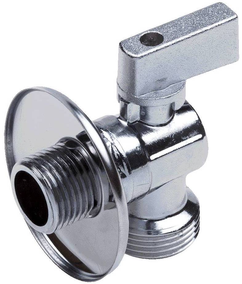 Кран шаровой угловой с обратным клапаном1/2"нар-3/4"нар Cr B (100/10)