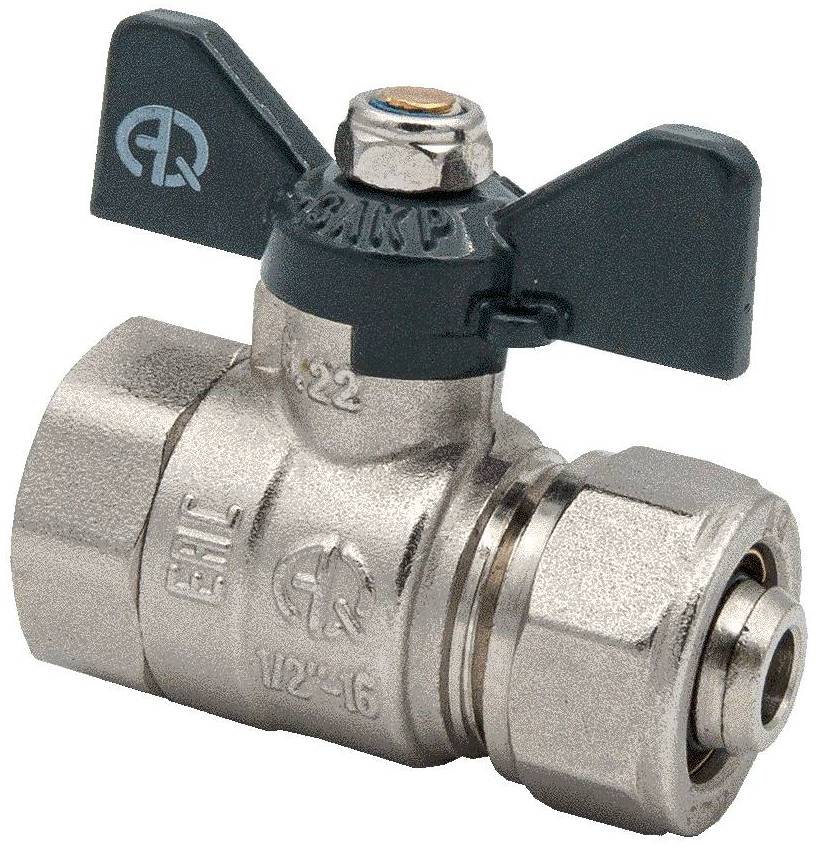 Кран шаровой для МП труб F1/2"x16 B бабочка