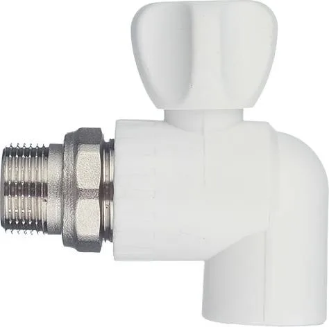 Шаровый кран радиаторный угловой 25х3/4" НР (белый)