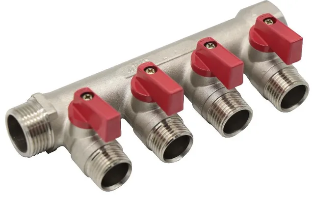 Коллектор резьбовой с кранами  FM 3/4",1/2"х4