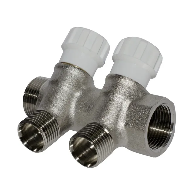 Коллектор резьбовой с вентилями  FM 3/4",1/2"x2