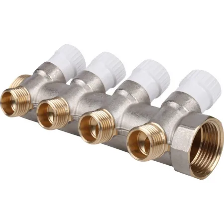 Коллектор резьбовой с вентилями  FM 3/4",1/2"x4
