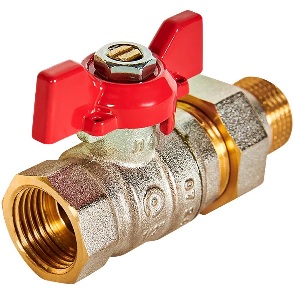 RBV-0005-2510215 ROMMER Кран шаровой с американкой, ВР/НР, ручка бабочка 1/2