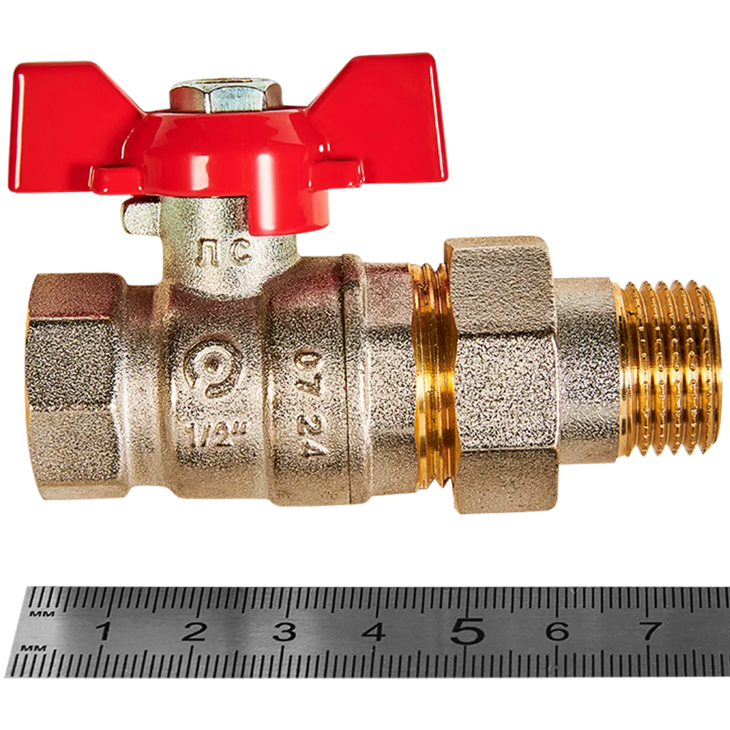 RBV-0005-2510215 ROMMER Кран шаровой с американкой, ВР/НР, ручка бабочка 1/2