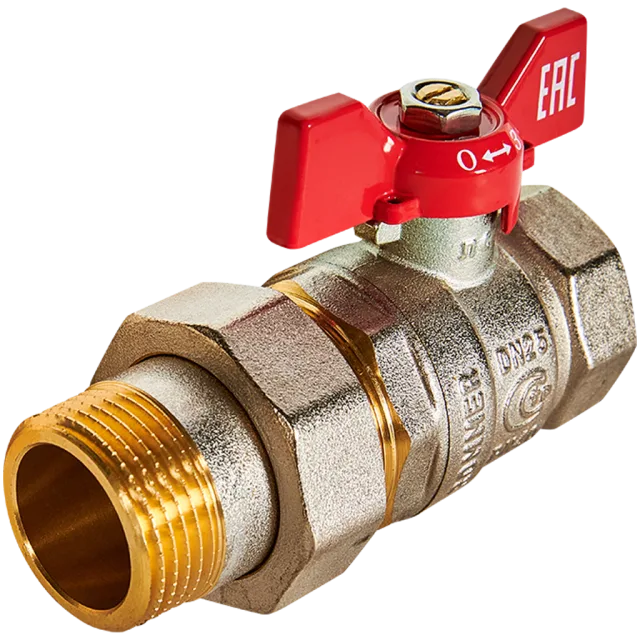 RBV-0005-2510225 ROMMER Кран шаровой с американкой, ВР/НР, ручка бабочка 1