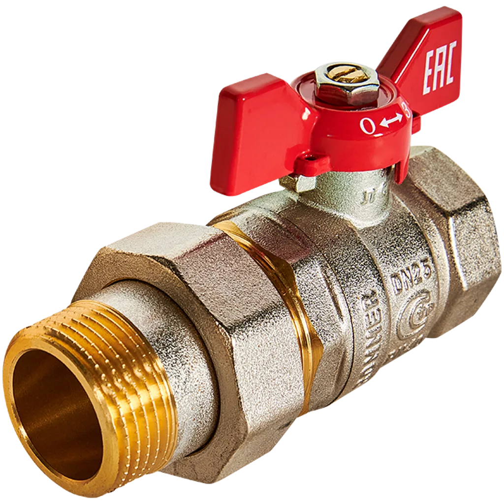 RBV-0005-2510225 ROMMER Кран шаровой с американкой, ВР/НР, ручка бабочка 1
