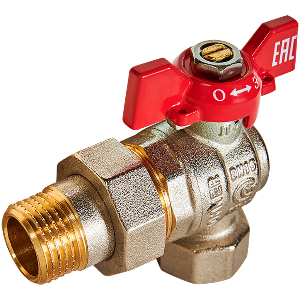 RBV-0006-2610215 ROMMER Кран шаровой угловой с американкой, ВР/НР, ручка бабочка 1/2