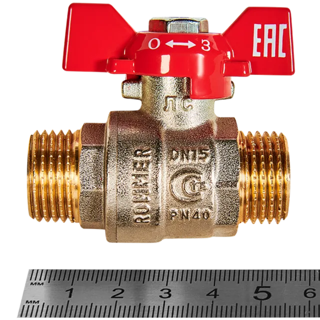 RBV-0007-2410215 ROMMER Кран шаровой, НР/НР, ручка бабочка 1/2