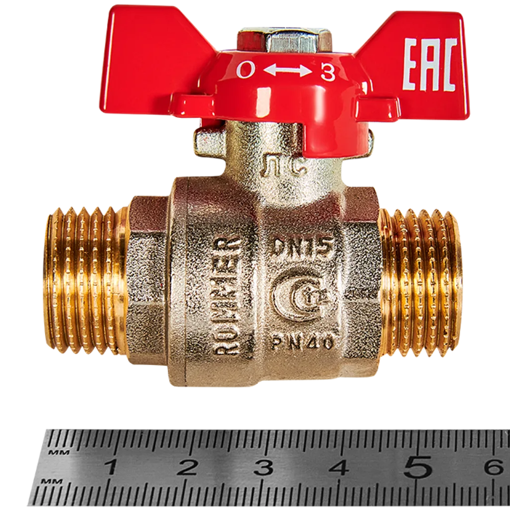 RBV-0007-2410215 ROMMER Кран шаровой, НР/НР, ручка бабочка 1/2