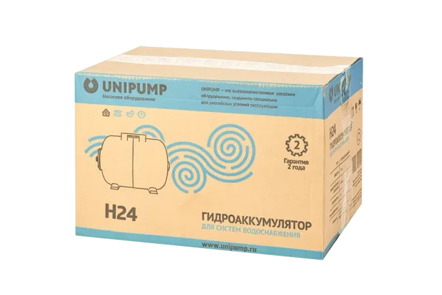 Гидроаккумулятор 24л, (гор.), нерж. сталь, мембрана EPDM UNIPUMP