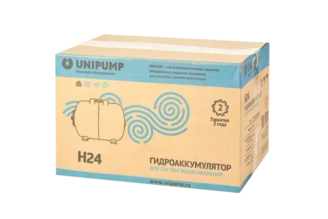 Гидроаккумулятор 24л, (гор.), нерж. сталь, мембрана EPDM UNIPUMP