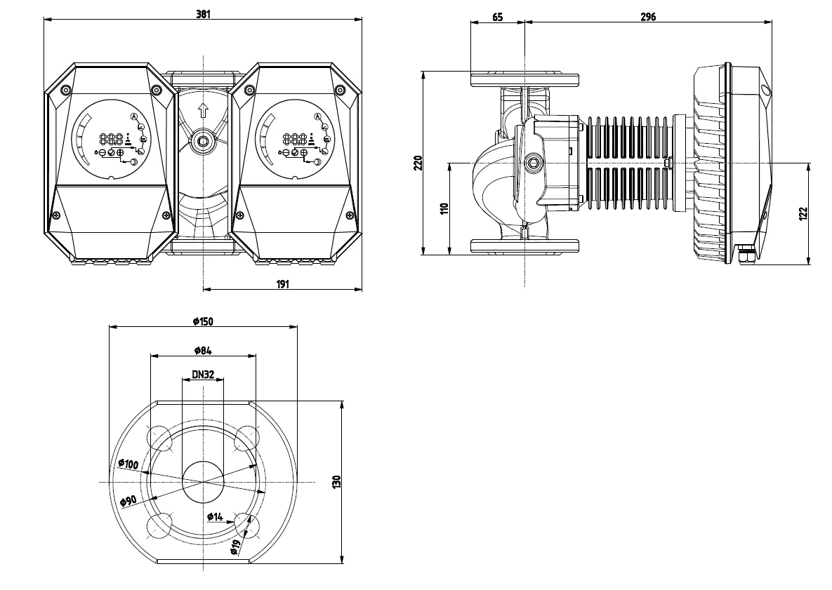 Размеры: NMTD MAX II U 32/120 F220