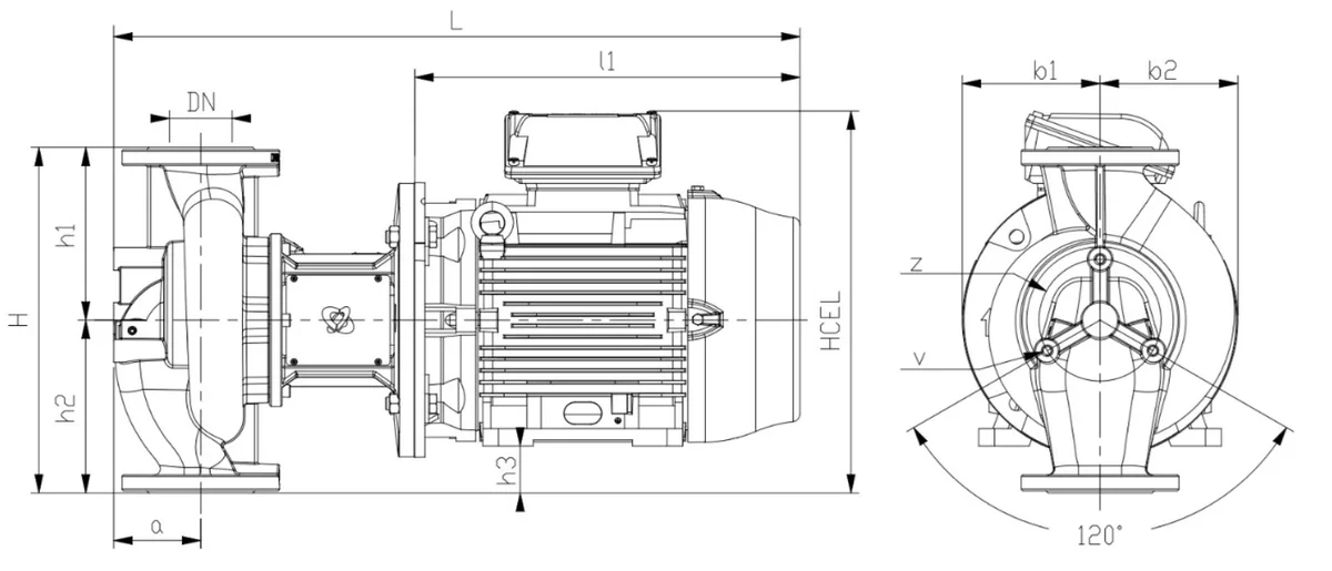 Размеры: Центробежный насос CL 125-150/4/5.5S