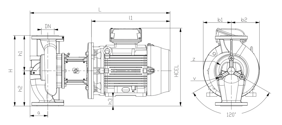Размеры: Центробежный насос CL 65-70/4/0.75K