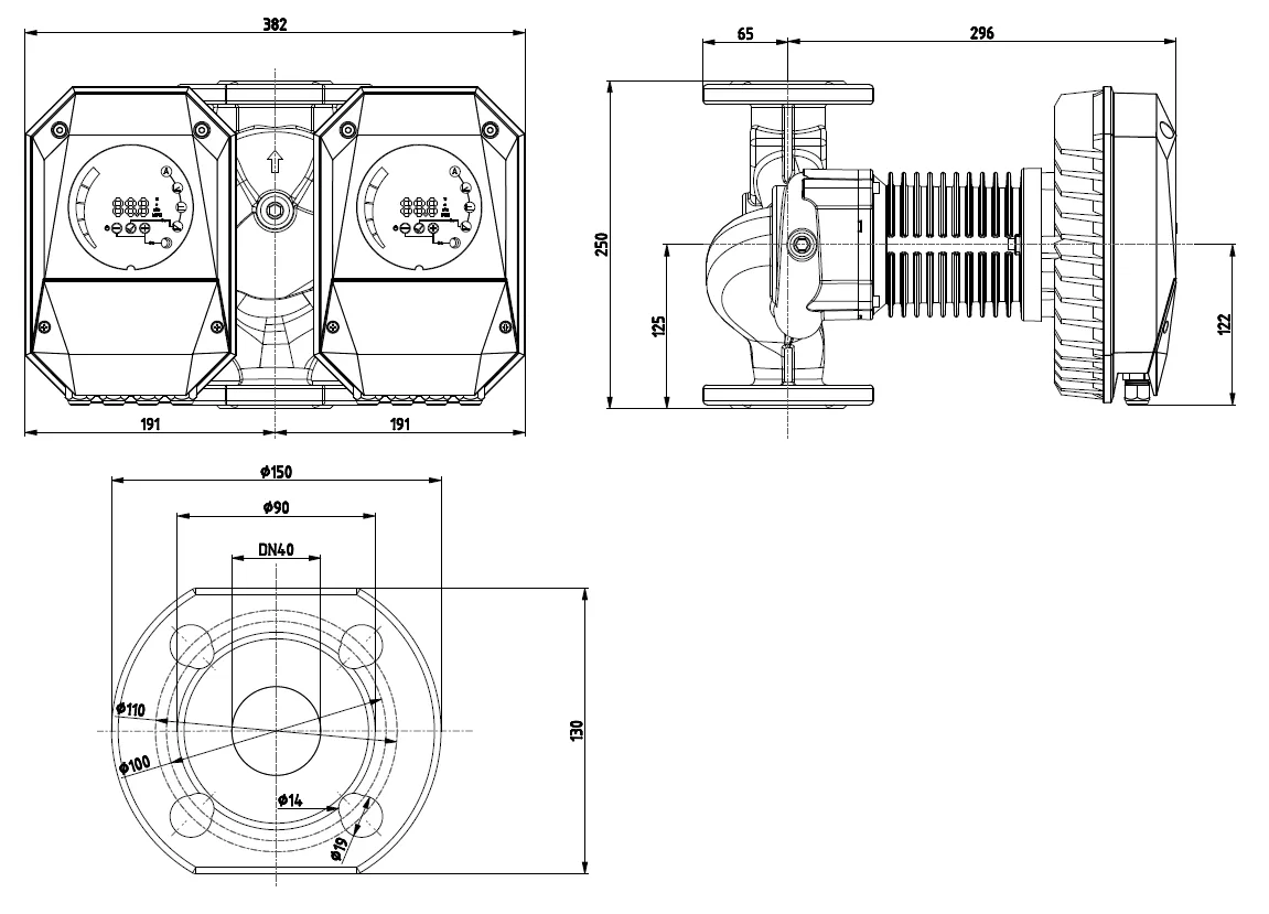 Размеры: NMTD MAX II U 40/80 F250