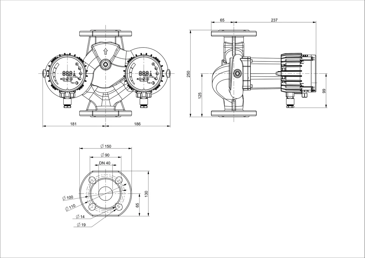 Размеры: NMTD MAX II U 40/40 F250