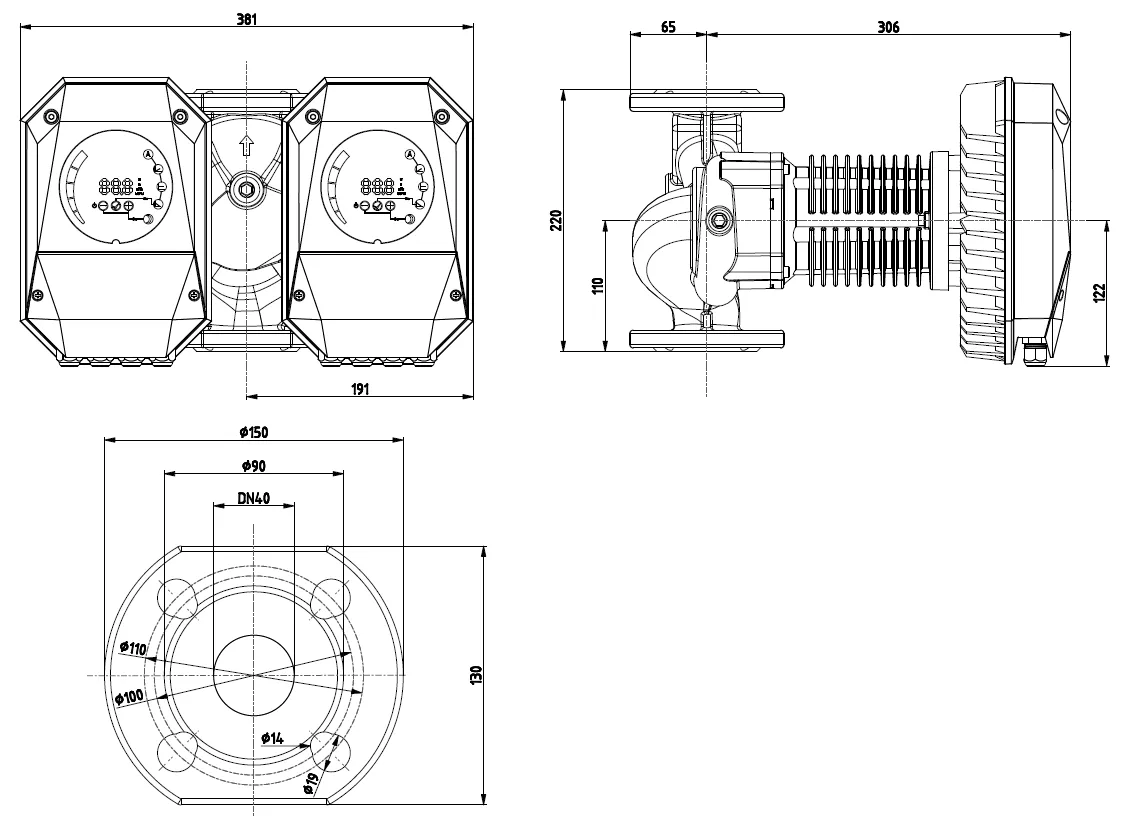 Размеры: NMTD MAX II U 40/180 F220