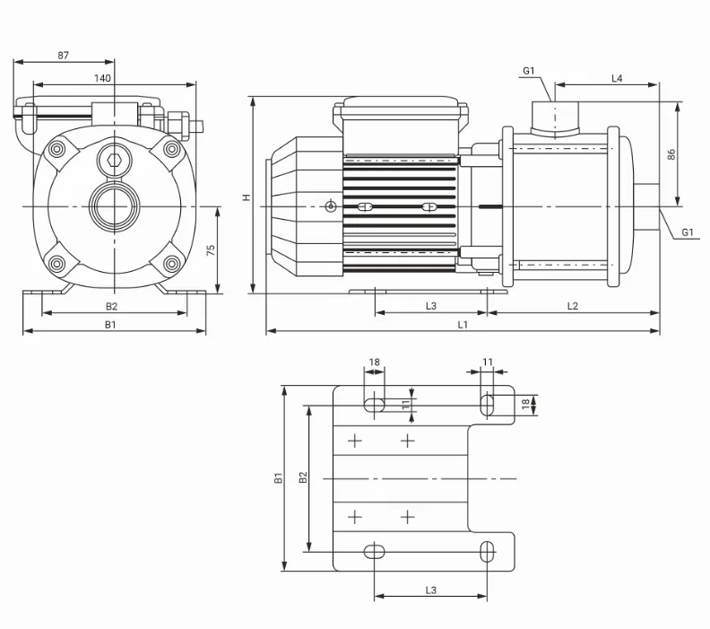 Размеры: Многоступенчатый насос Wellmix CMI 1-30T-BACE (3х380В, 0,25кВт)