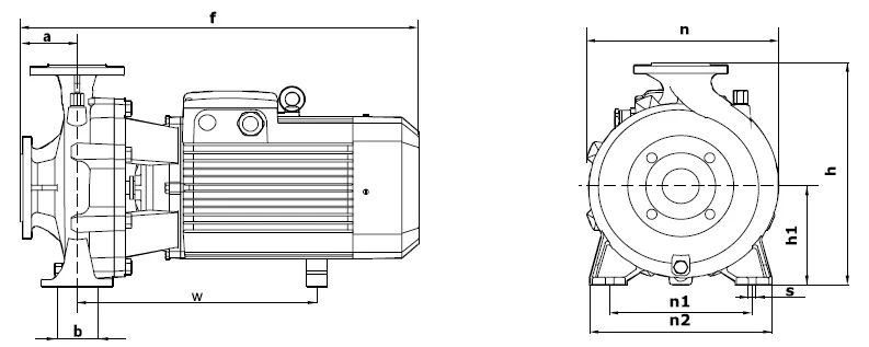 Размеры: Моноблочный насос NBW 65-40-200-5.5/2-380-S-BQQE