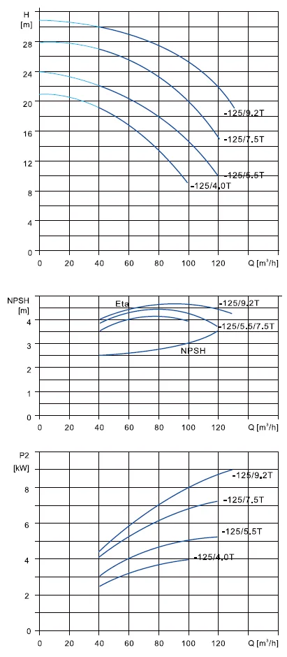 Размеры: Моноблочный насос NBS 80-65-125_9.2T_380_BQCE