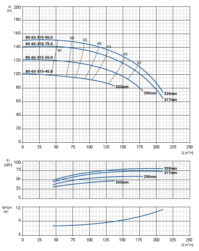 Размеры: Консольный насос Wellmix NKW 80-65-315-75/2-380-G-BQQE
