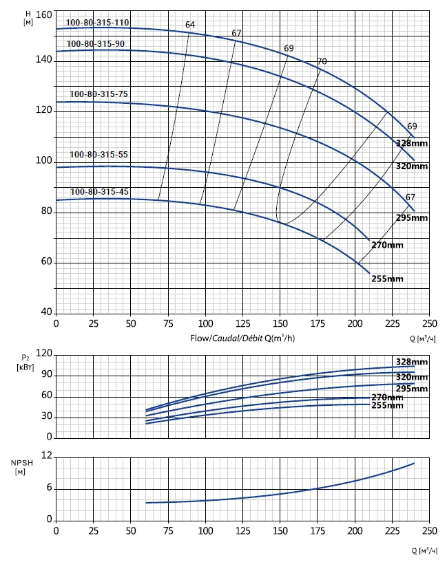 Размеры: Консольный насос Wellmix NKW 100-80-315-55/2-380-G-BQQE