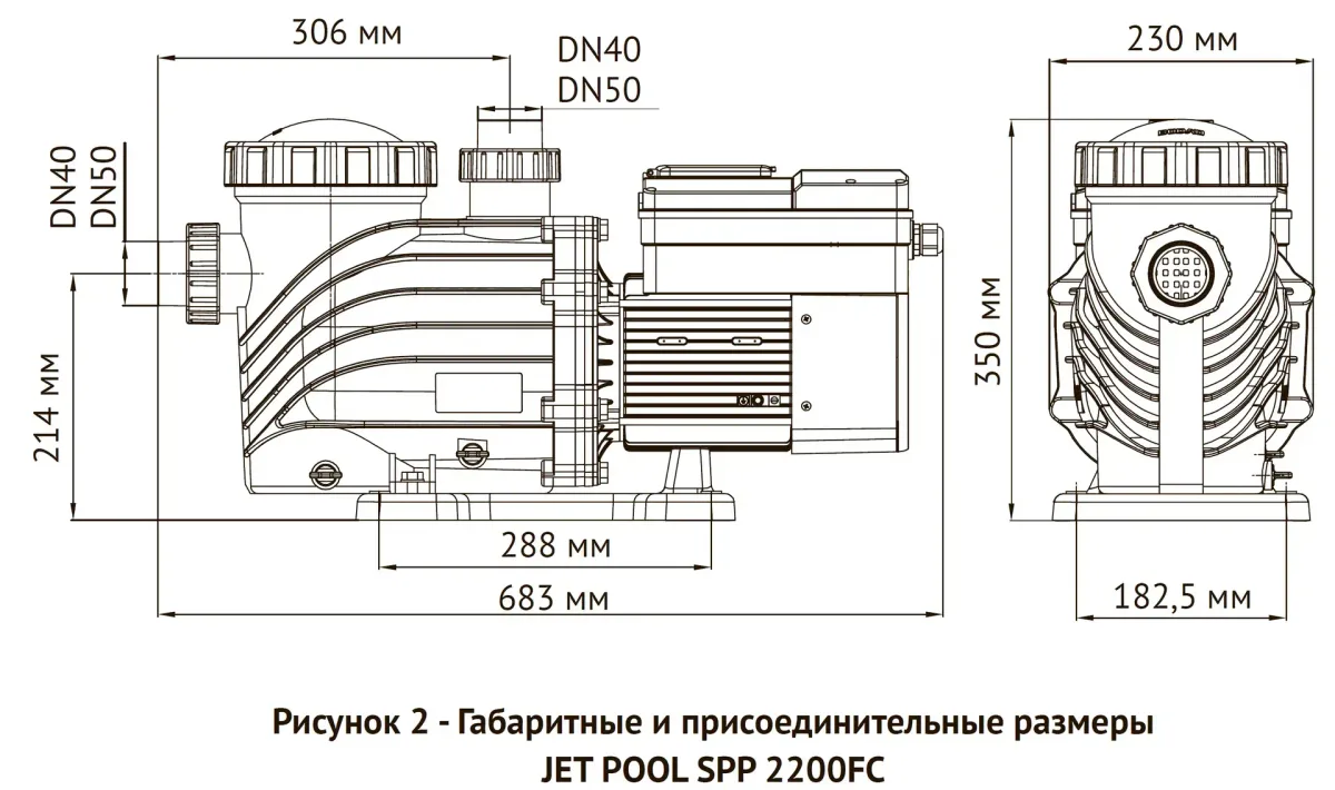 Размеры: Насос для бассейна JET POOL SPP 2200FC