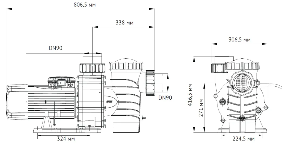 Размеры: Насос для бассейна JET POOL SPP 5500T