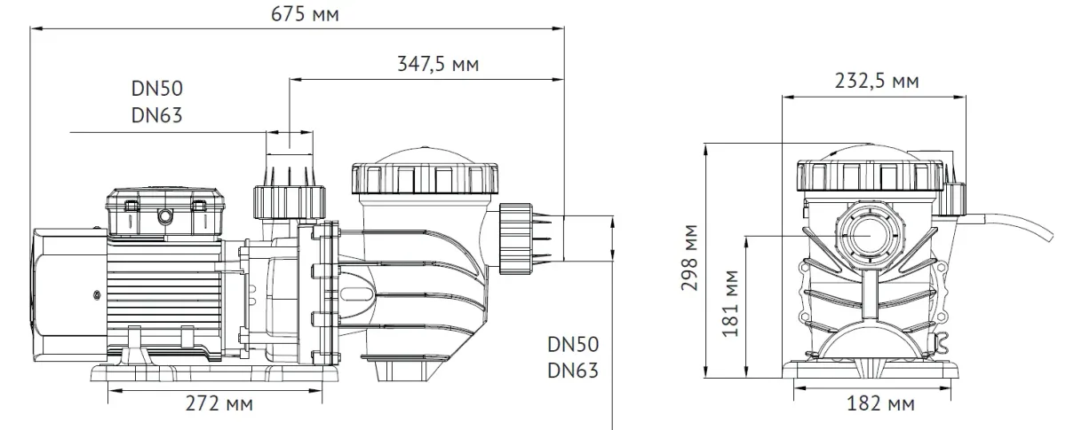 Размеры: Насос для бассейна JET POOL SPP 2000T