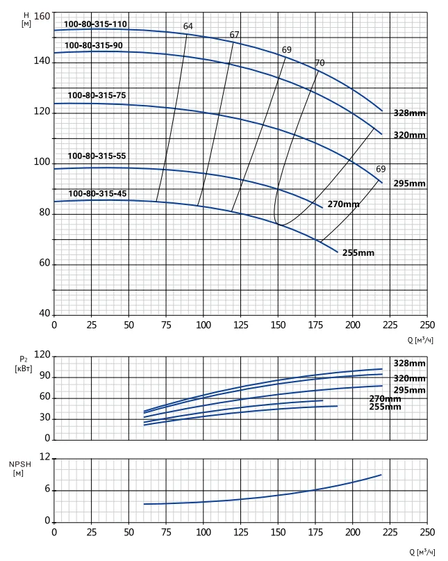 Размеры: Консольный насос Wellmix NKW 100-80-315-45/2-380-G-BQQE