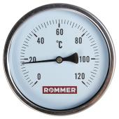 Термоманометр ROMMER биметаллический с погружной гильзой. Корпус Dn 100 мм, гильза 50 мм 1/2 , 0...120°С