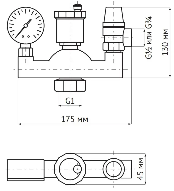 Группа безопасности котла 1" - 1/2" UNIPUMP