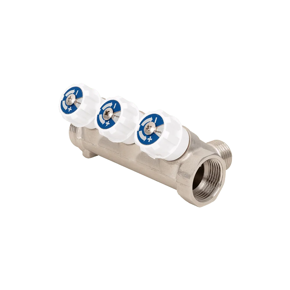 Коллектор резьбовой с вентилями FM 3/4",1/2"x3