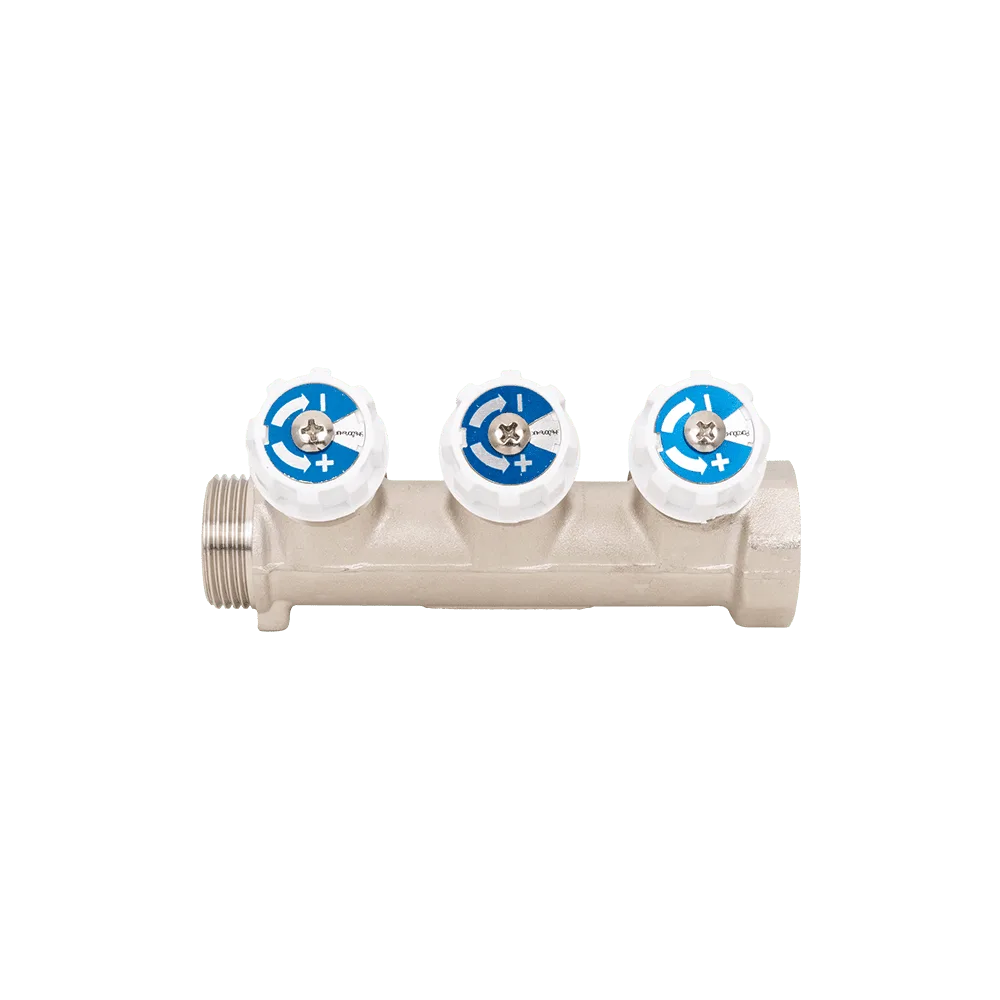 Коллектор резьбовой с вентилями FM 3/4",1/2"x3