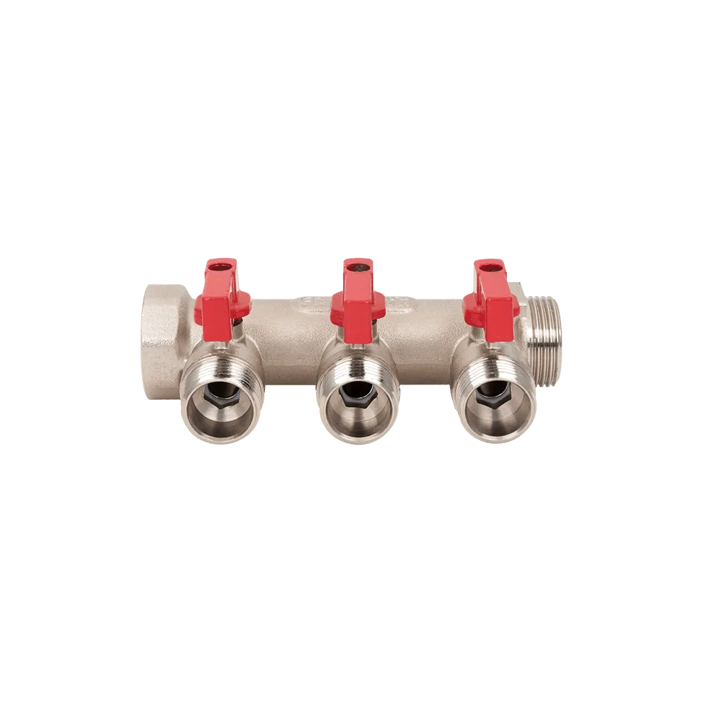 Коллектор резьбовой с кранами  FM 3/4",1/2"х2
