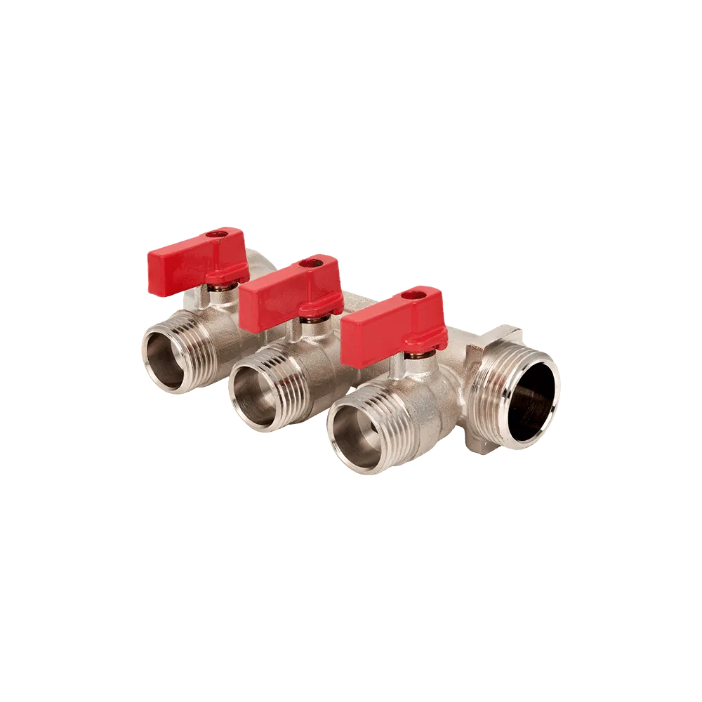 Коллектор резьбовой с кранами  FM 3/4",1/2"х2