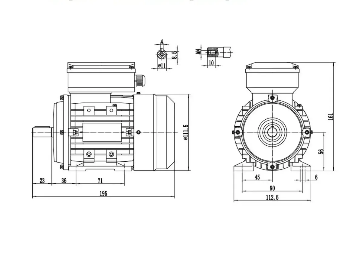 Электродвигатель АИР  56B2 (Ал) IM1081 (0,25 кВт/3000 об/мин), корпус алюминий