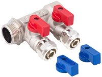 Коллектор универсальный для МП труб с шар. кранами и евроконусом FM 3/4", 16x2