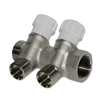 Коллектор резьбовой с вентилями  FM 3/4",1/2"x2 Коллектор резьбовой с вентилями  FM 3/4",1/2"x2