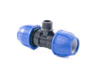 Тройник компрессионный наружн.резьба PN16 d 32x3/4" для ПЭ труб, РТП