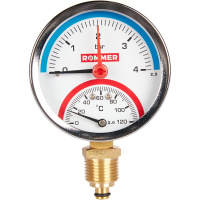 Термоманометр радиальный в комплекте с запорным клапаном