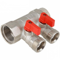 Коллектор резьбовой с кранами  FM 3/4",1/2"х2